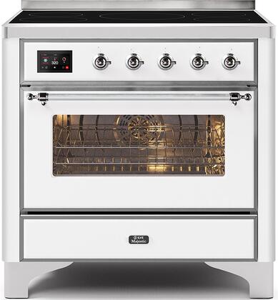 Majestic II Series 36 Inch Electric  Freestanding Range in White with Chrome Trim