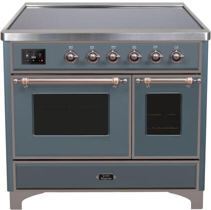 UMDI10NS3/BGB 40" Majestic II Series Induction Range with 6 Elements, 3.82 cu. ft. Double Cavity Oven Capacity, Cool Door Oven Window, Blue Grey, Bronze Trim